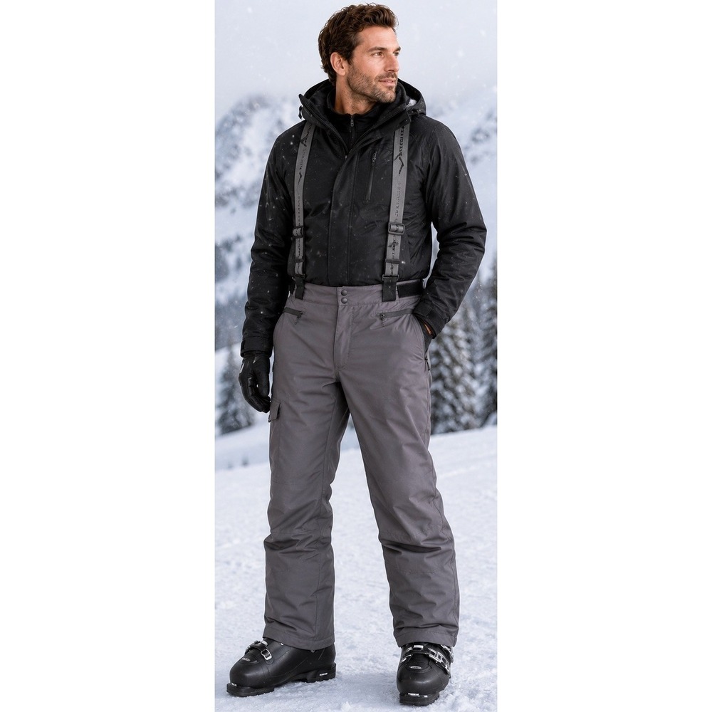 Polar Edge Snow Pants Mens‎ Large Gray Insulated Ski Snowboard Bib Suspenders